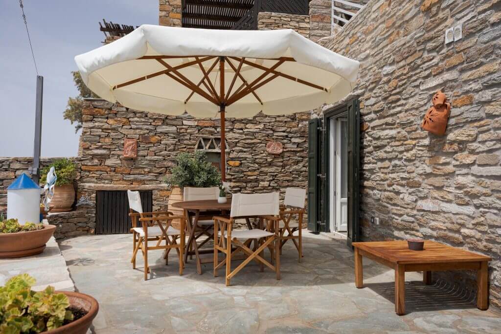 Expansive balcony with stunning views of the Aegean Sea at Kea Blue Heaven